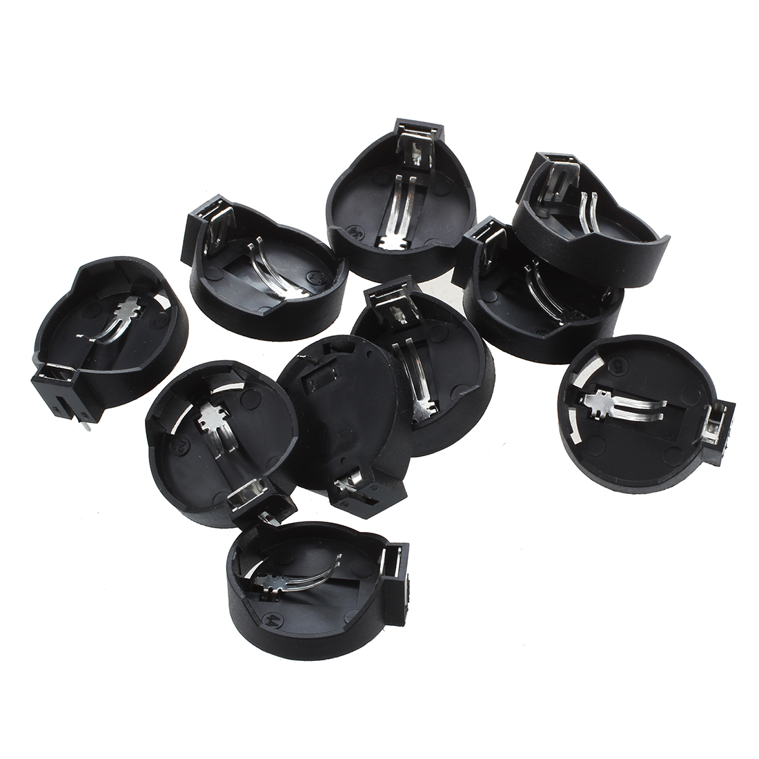 Round Button Battery Holder Case for CR2032 2016 Pack of 10 AD Black Round Button Battery Holder Case for CR2032 2016 Pack of 10 AD Black